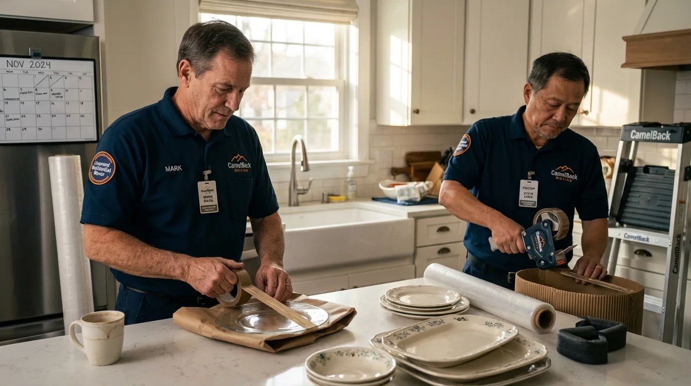 Professional crew packing kitchen dishware in Somerset, KY